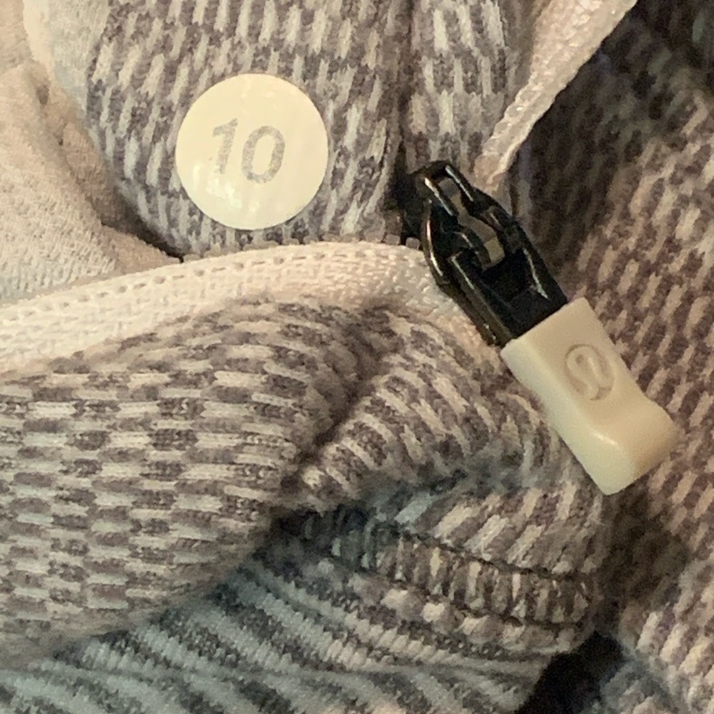LULULEMON Think Fast Hoodie Mini Check White Heathered Slate Tonka Stripe Sz 10 - Picture 6 of 9